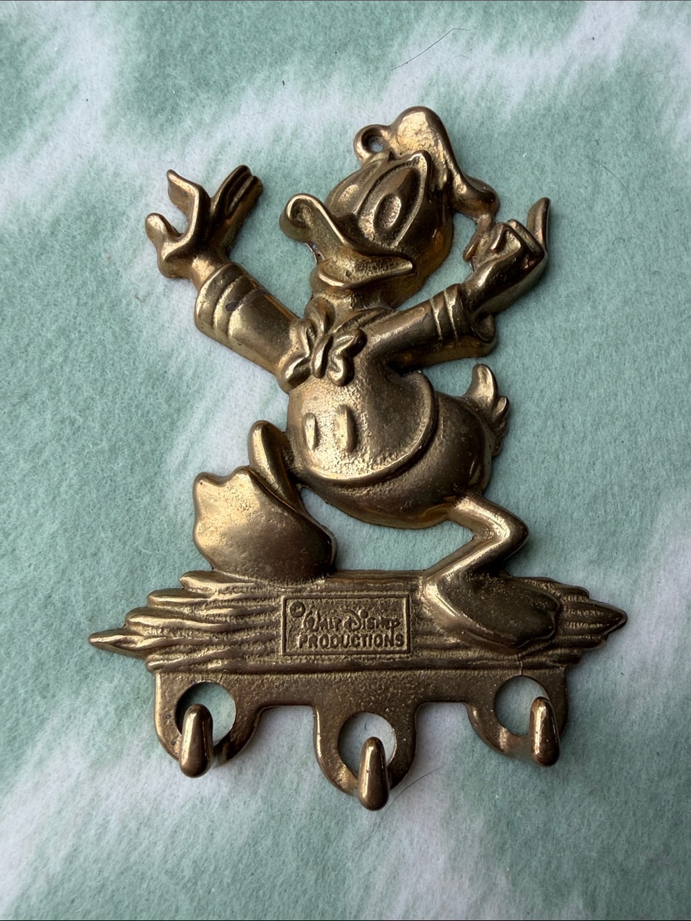 Authentic 1960s MBFL Donald Duck brass wall key brackets - rare vintage
